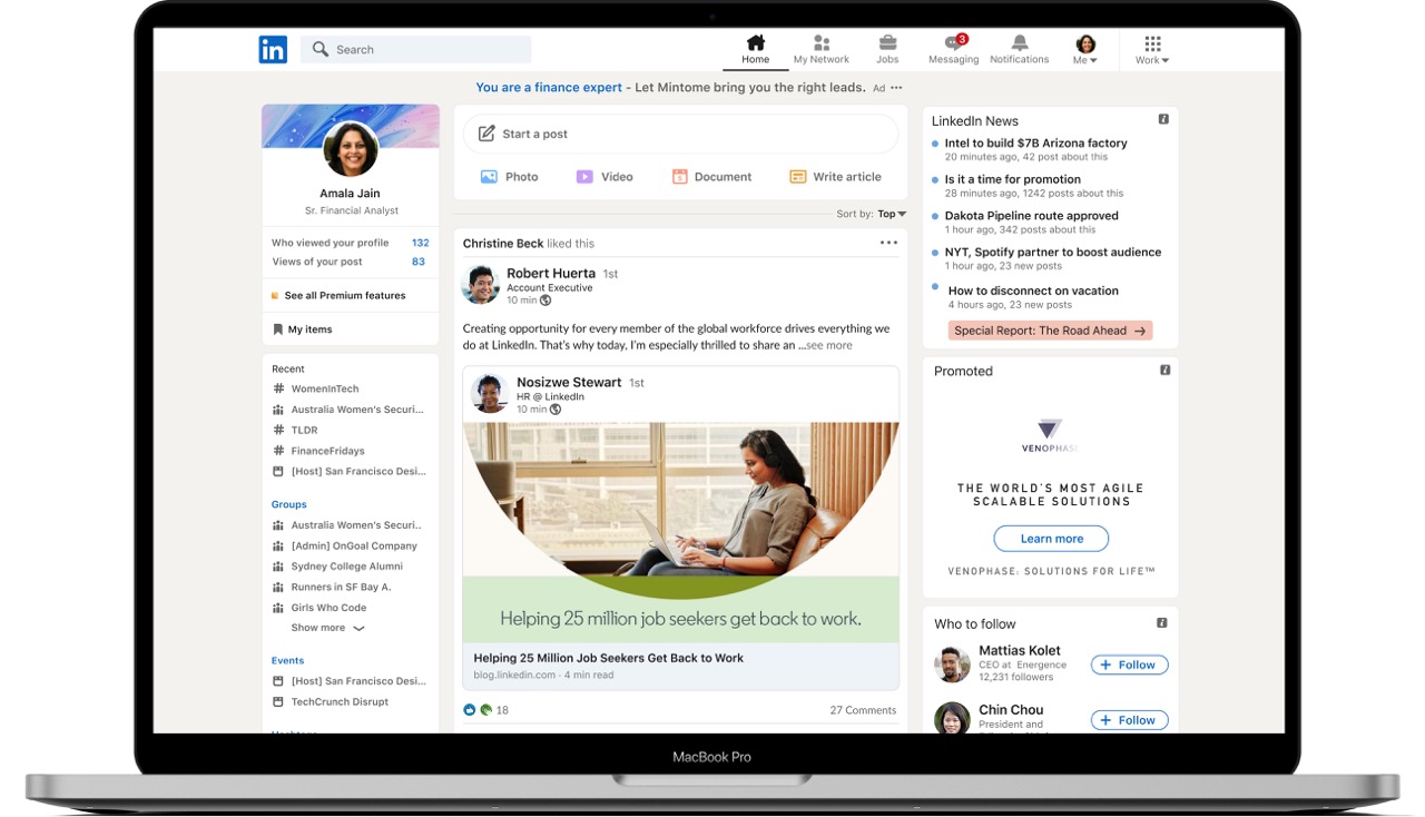 Work from home app - LinkedIn